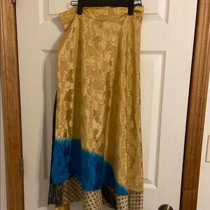 Elegant Gold and Blue Women's Wrap Skirt